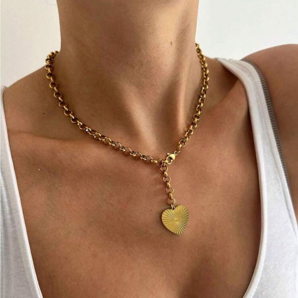 Gold Heart Pendant Necklace S981